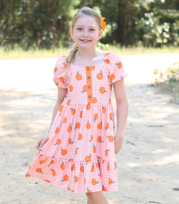 Coral Oranges 3-Tier A-Line Dress
