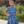 Navy Butterfly Floral Angel-Sleeve Dress