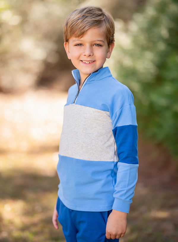 Marina Blue & Cobalt Color Block Quarter-Zip Pullover & Joggers