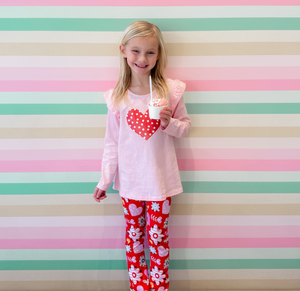 Light Pink Ruffle Heart Hi-Low Top & Red Hearts Leggings
