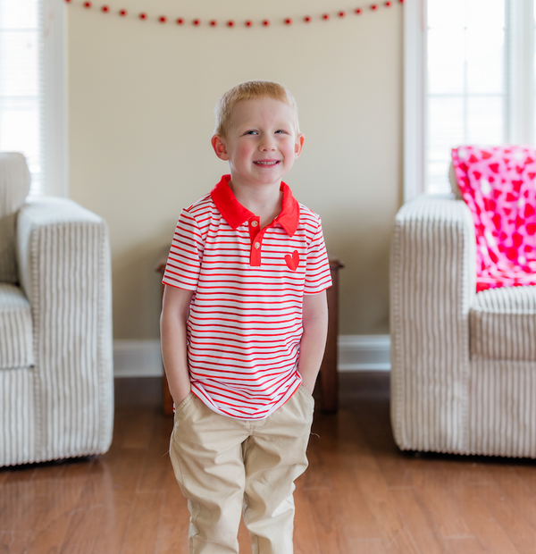Red Stripe Heart Polo