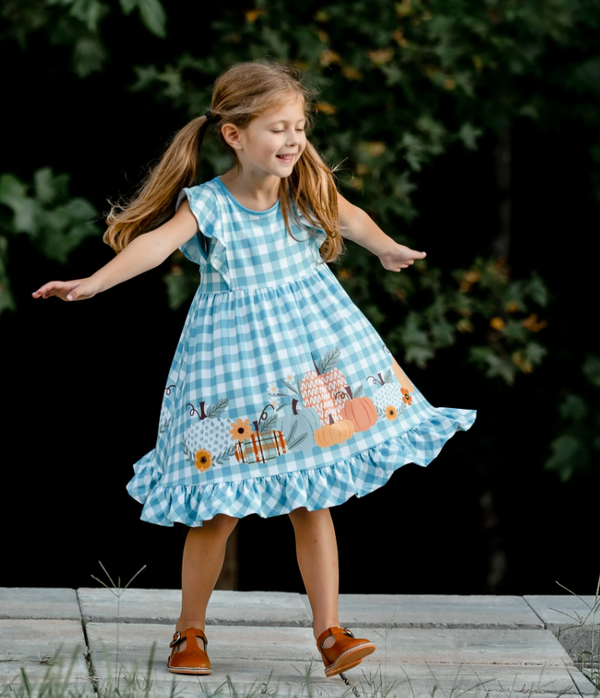 Millie Loves Lily Girls' Sage Check Dress & Matching Short Set