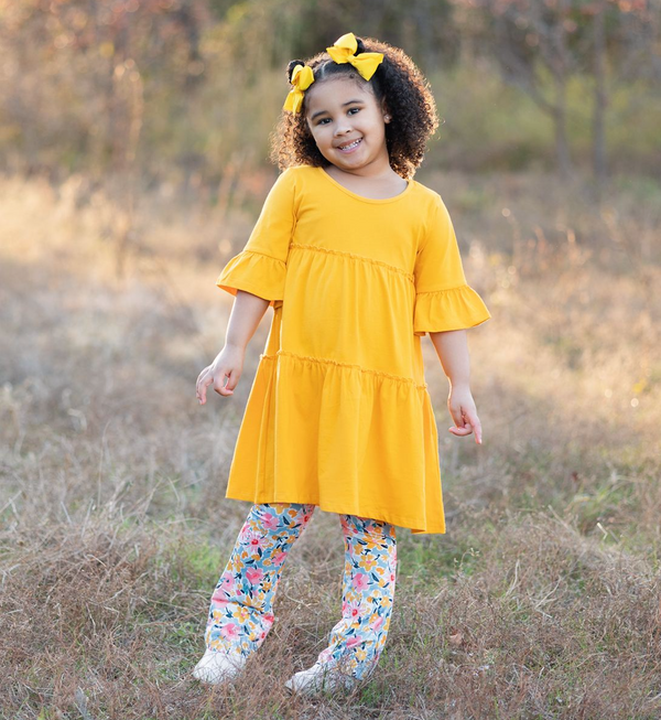 Millie Loves Lily Girls Marigold Tiered Dress and Legging Set