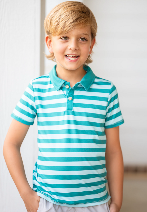 Mint & Ivy Green Stripe Polo