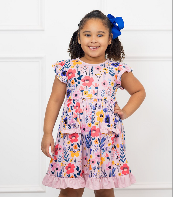 Millie Loves Lily Girls Pink BTS Floral 2-Pocket Dress