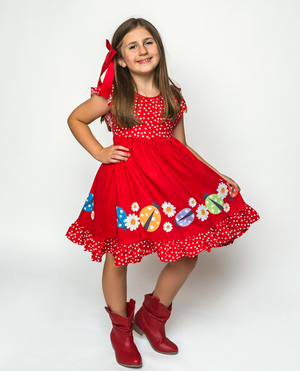 Millie Loves Lily Girls Red Ladybug Border Print Dress & Shorts Set