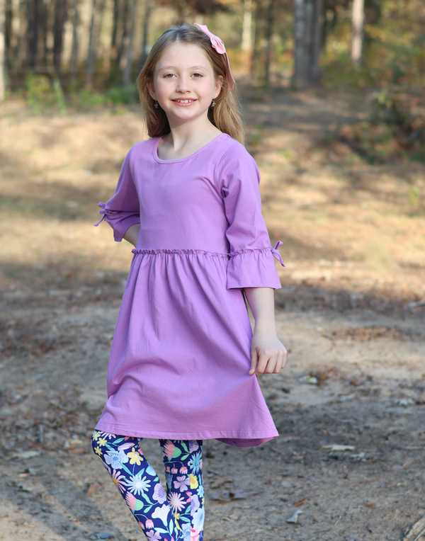 Millie Loves Lily Girls Orchid Petal And Purple Dress And Printed Leggings Set,4-PCS