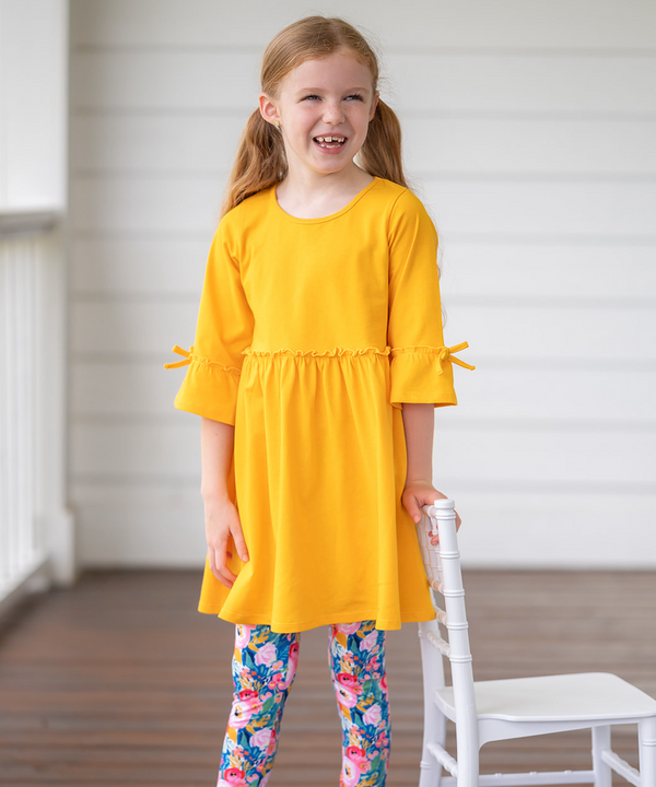 Millie Loves Lily Girls Teal and Yellow Dress & Legging Set