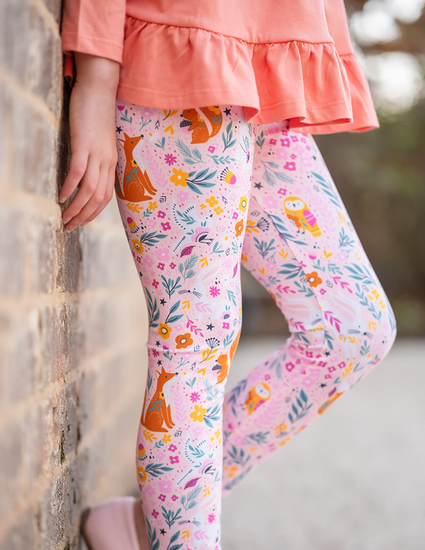 Millie Loves Lily Girls Coral Fox and Nile Blue Floral Top & Legging Set