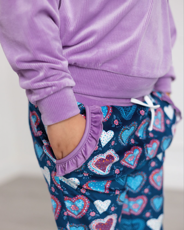 Purple Velour Sweatshirt & Velour Nave of Heart Joggers