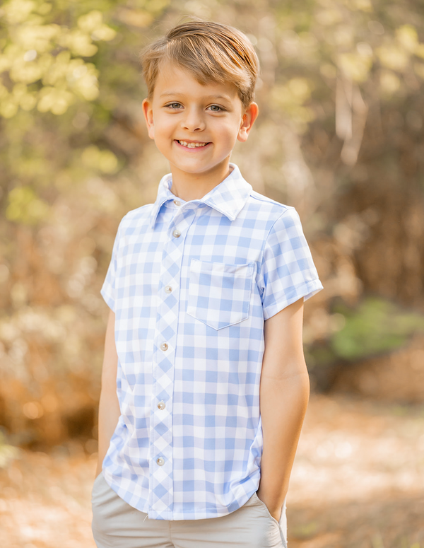 Periwinkle Gingham Short-Sleeve Shirt