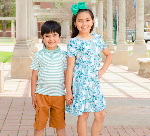 Sage Bunny Fields Ruffle-Hem Dress