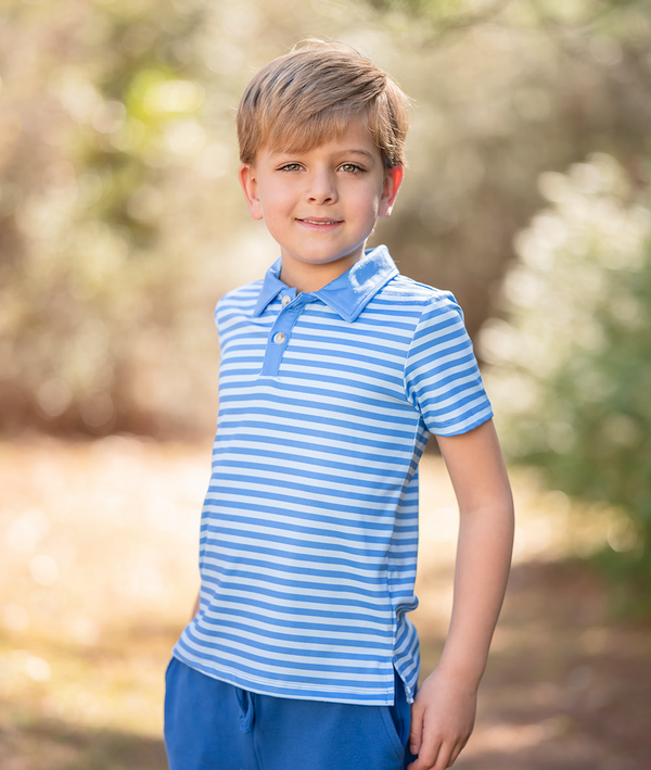 Marina Blue Stripe Polo