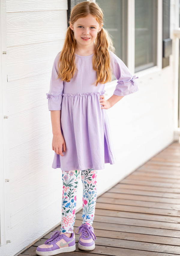 Orchid Petal Bow-Sleeve Dress & Spring Things Leggings