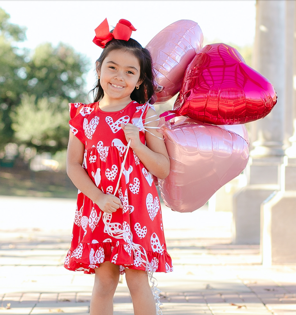 Millie Loves Lily Girls  Red Hearts Angel Wing Dress