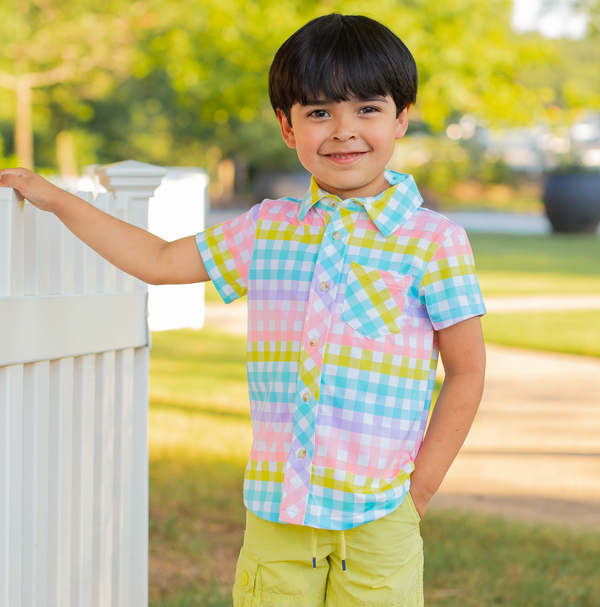 Mint Pastel Plaid Short-Sleeve Shirt