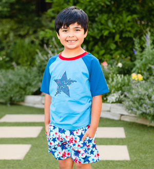 Marina Blue Crewneck Tee & Stars Shorts