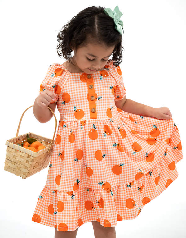 Coral Oranges 3-Tier A-Line Dress