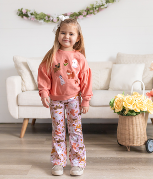 Kids Coral Crewneck Sweatshirt & Dog Days Flare Leggings
