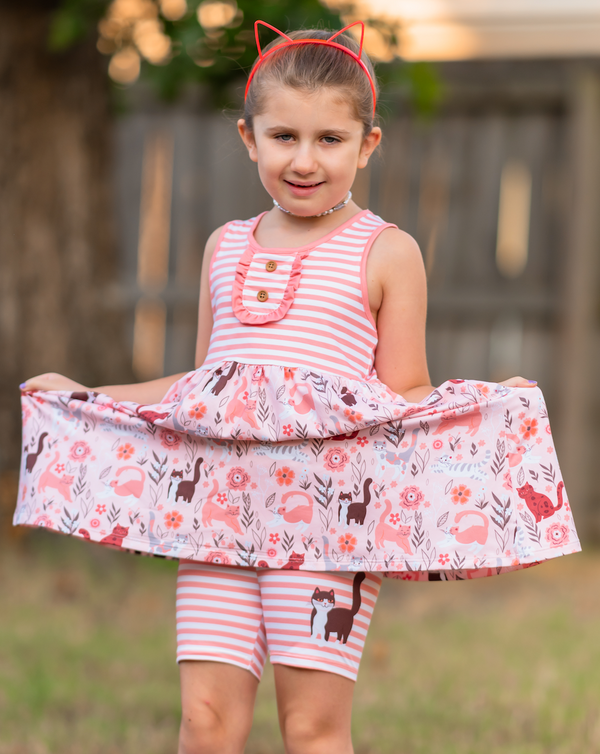 Coral Pretty Kitty Button-Front A-Line Dress & Shorts