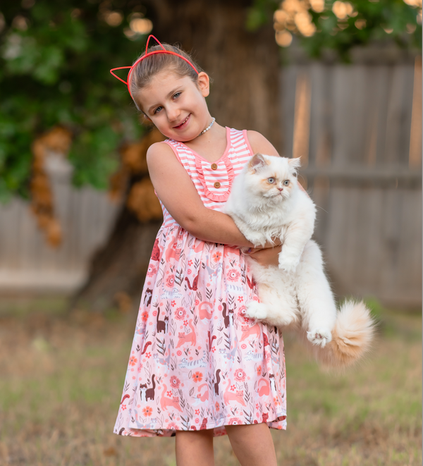 Coral Pretty Kitty Button-Front A-Line Dress & Shorts