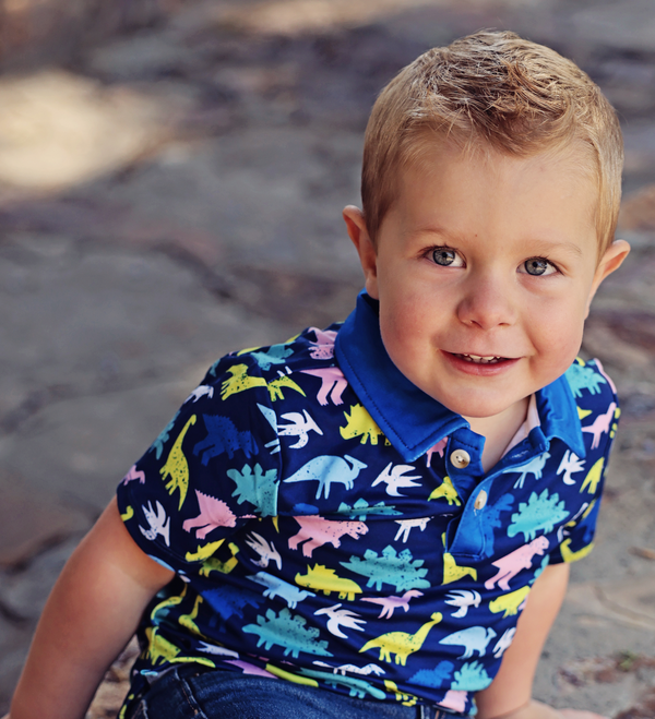 Navy Dino Block Polo