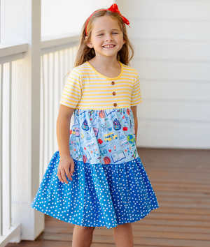 Ice Blue Science Tiered Button-Front Dress & Shorts
