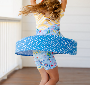 Ice Blue Science Tiered Button-Front Dress & Shorts