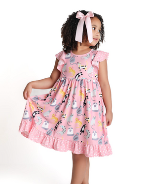 Millie Loves Lily Girls Kitty Lounge Angel Sleeve Dress