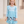 Aqua Penguin Skate Border Angel-Sleeve Dress & Leggings