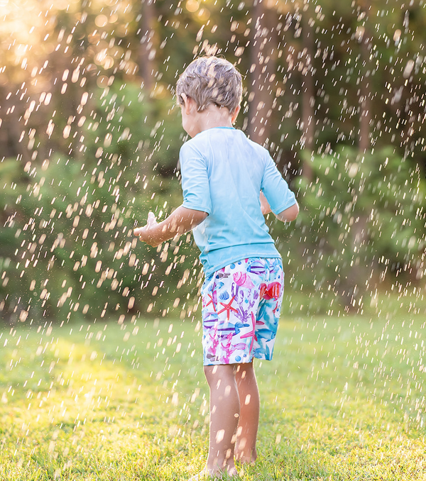 Turquoise Green Water World Short-Sleeve Rashguard Set