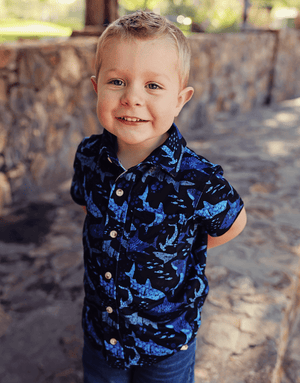 Black Pacific Shark Short - Sleeve Button - Up - Millieloveslily.com