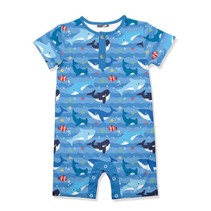 Blue Whale Short - Sleeve Romper - Millieloveslily.com