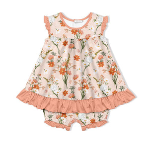 Coral Audrey Floral Skirted Bubble Romper - Millieloveslily.com
