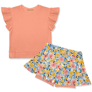 Coral Fr Terry Top & Floral Filigree Skort - Millieloveslily.com