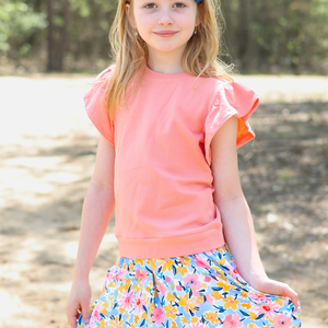 Coral Fr Terry Top & Floral Filigree Skort - Millieloveslily.com