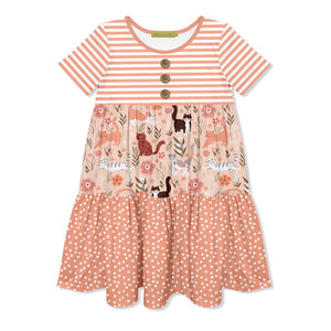 Coral Pretty Kitty Tiered Button - Front Dress - Millieloveslily.com