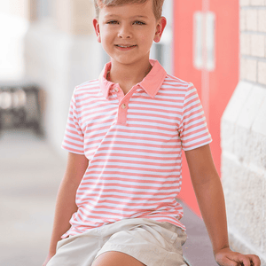 Coral & White Stripe Polo - Millieloveslily.com