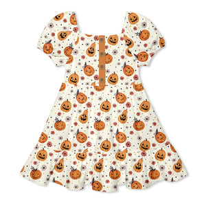 Cream Pumpkin Jacquie Ruffle-Hem A-Line Dress - Millieloveslily.com