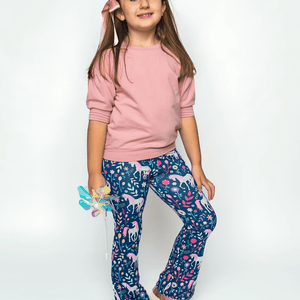 Dusty Pink Crewneck Sweatshirt & Unicorn Flare Leggings - Millieloveslily.com
