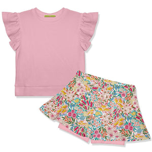 Dusty Pink Fr Terry Top & Christie Flower Skort - Millieloveslily.com