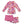  Girls Fucshia Floral Long Sleeve Rashguard Set on a white background, front. UPF 50+, 3 - PCS - Millieloveslily.com