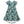 kids Teal Floral Hi - Low Midi Dress with short sleeves on a white background, front