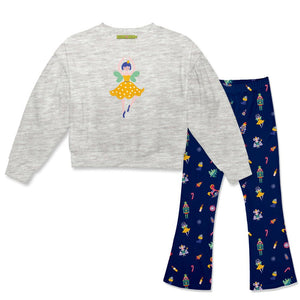 Gray Heather Crewneck Sweatshirt & Christmas Nutcracker Flare Leggings - Millieloveslily.com