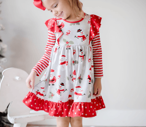 Gray Santa Snowman Angel-Sleeve Dress - Millieloveslily.com