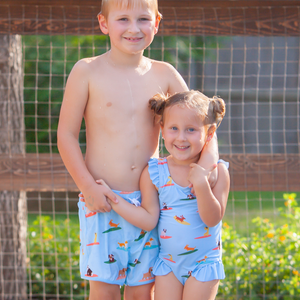 Ice Blue Doggie Surf Swim Shorties - Millieloveslily.com