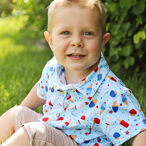 Ice Blue Ice Cream Short - Sleeve Button - Up - Millieloveslily.com