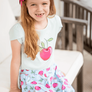 Ice Blue Tulip - Sleeve Top & Cherries Skort - Millieloveslily.com