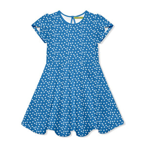Kids Blue Dot Fit'n Flare Dress - Millieloveslily.com