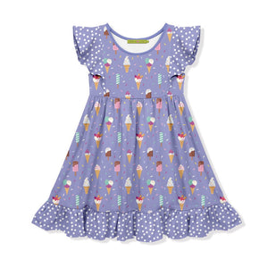 Kids Blue Iris Ice Cream & Sprinkles Angel - Sleeve Dress - Millieloveslily.com